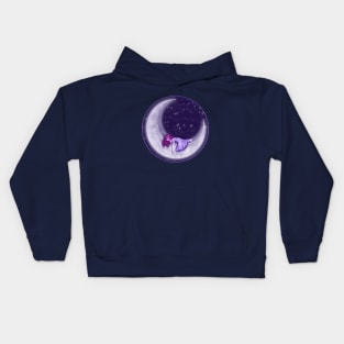 She Was Like The Moon, girl on moon, mask, masquerade dress, crescent moon Kids Hoodie